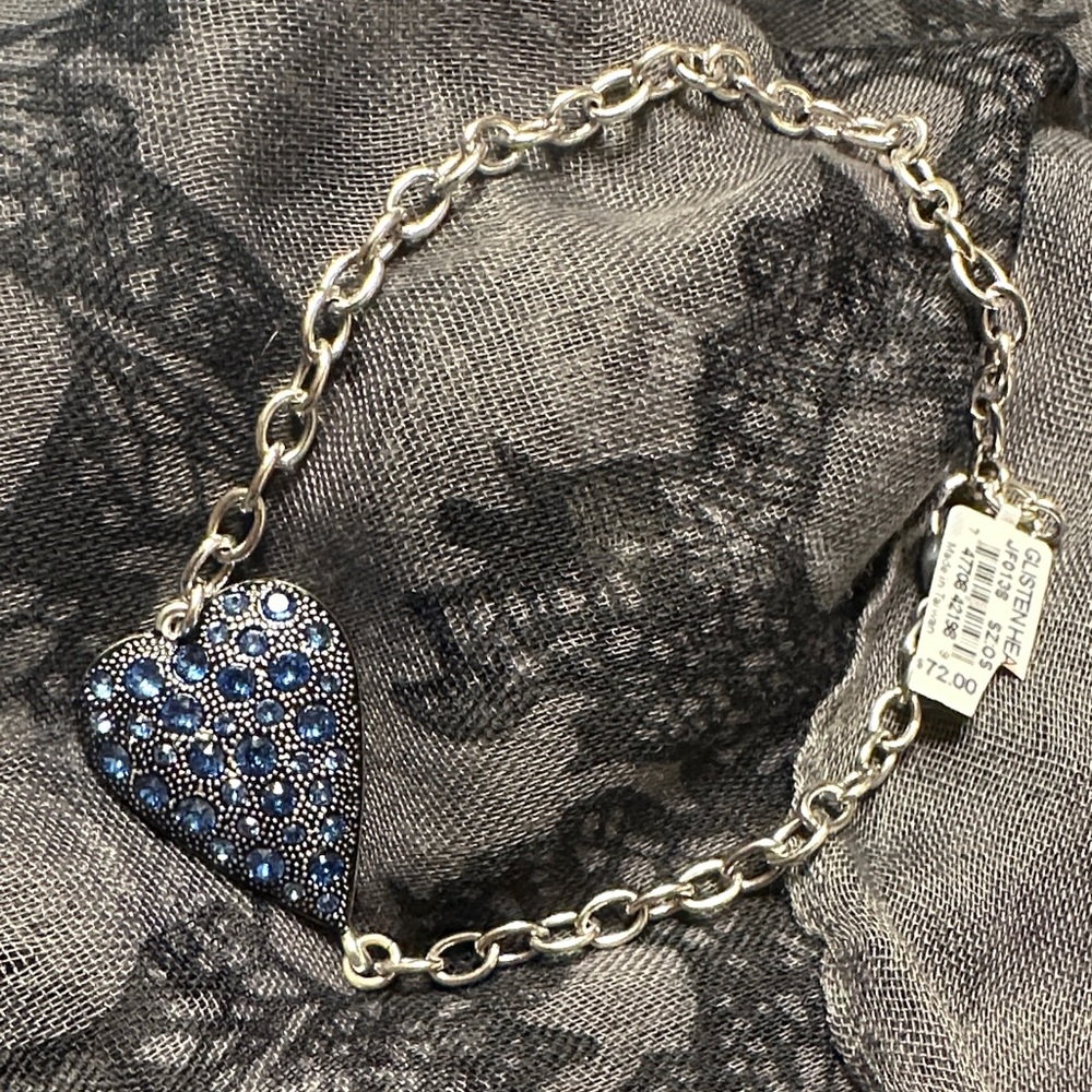 Brighton Silver Bracelet with Blue Crystal Heart